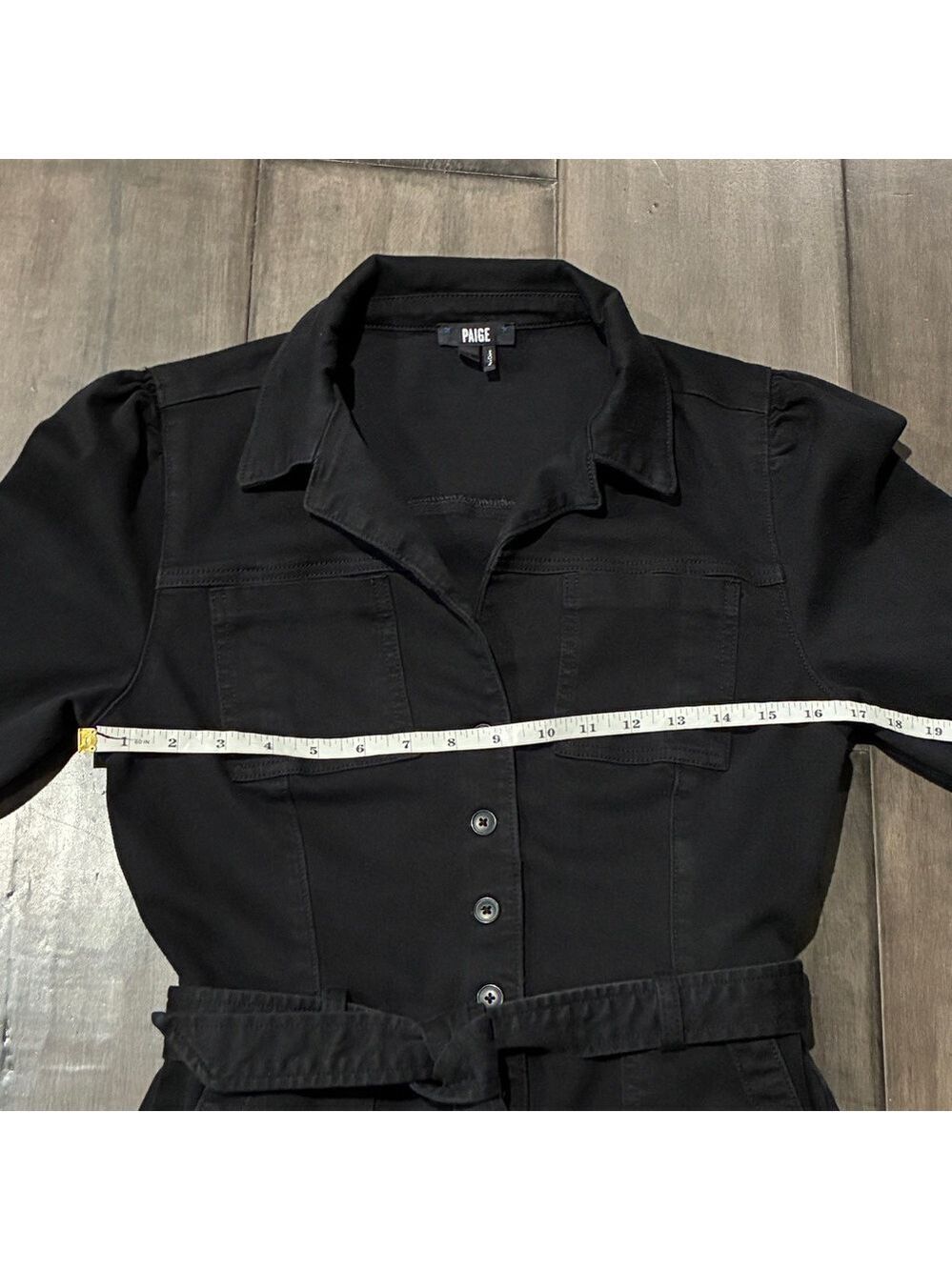 Paige Mayslie Denim Jumpsuit in Washed Black - Size 6 - Picture 9 of 16